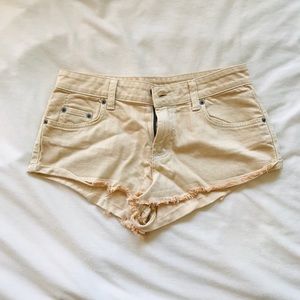 Carmar low rise off white/tan denim shorts